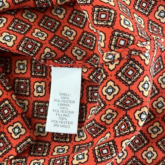 BANANA REPUBLIC Long Sleeve Belted Mini Dress Printed Rust Orange 14P - Picture 13 of 16